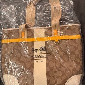 Coach Tan and Cream Leatherware Tote